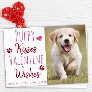 Puppy Kisses Valentine Önskemål Puppy Hund Photo Julkort