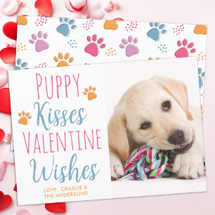 Puppy Kisses Valentines day Pet Puppy Hund Photo Julkort