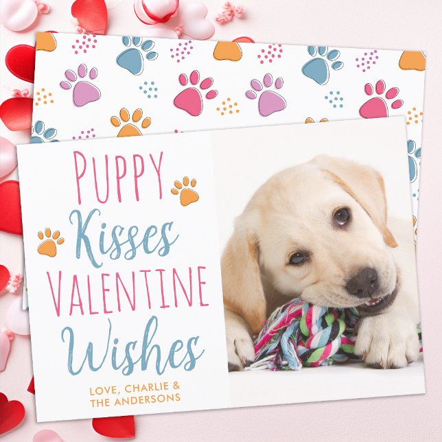 Puppy Kisses Valentines day Pet Puppy Hund Photo Julkort (Skapare uppladdad)