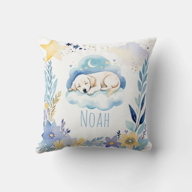 Puppy Labrador Boho Namn Nursery Pillow Kudde (Baksida)