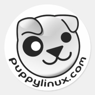 Puppy linux-punktkombistersmärken runt klistermärke