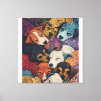 Puppy Litter från sovande Hund - pointillism Art S