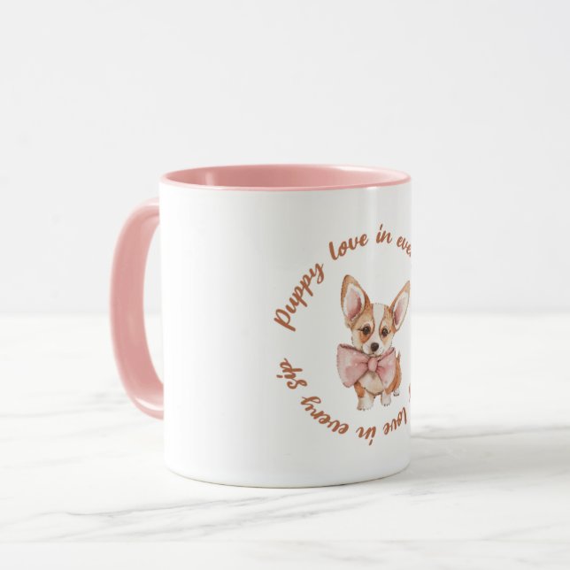 Puppy Love in Every Sip | Cute Dog Lover Mug Mugg (Framsida vänster)
