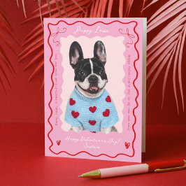 Puppy Love Pink Red Retro Dog Pet Photo Valentines Helgkort