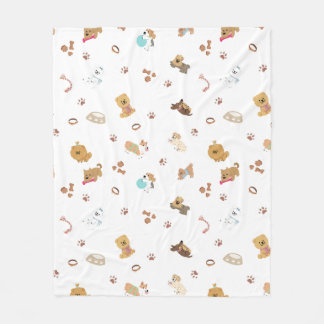 Puppy Love Seamless Pattern | Playful Dogs, Paw Pr Fleecefilt