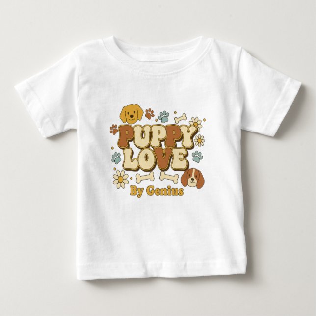 Puppy Love T-Shirt, Groovy Retro 70s Dog Lover Cut T Shirt (Framsida)