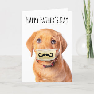 Puppy lycklig Fars dag i Mustache Ansikte Mask Helgkort