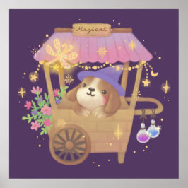 Puppy Magician: Vintage Magical Vendor Cart Poster