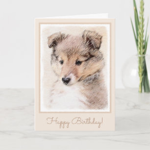 Puppy-målning av Shetland Sheepdog Original Hund A Kort