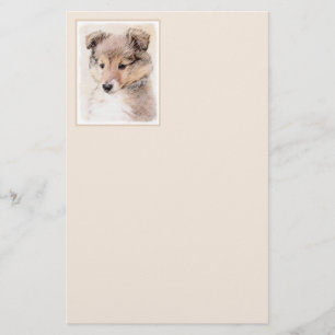 Puppy-målning av Shetland Sheepdog Original Hund Brevpapper
