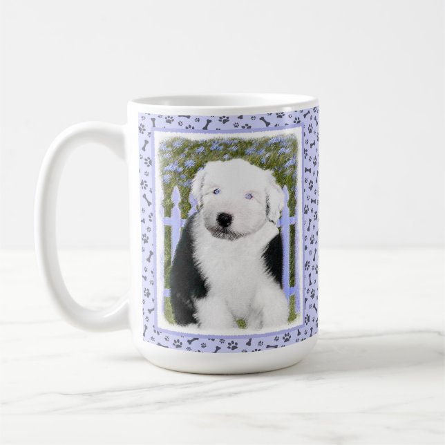 Puppy-målning för gammal engelsk Sheepdog - Hund A Kaffemugg (Vänster)