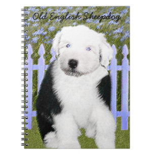 Puppy-målning för gammal engelsk Sheepdog - Hund Anteckningsbok