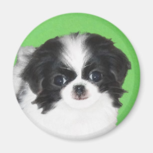 Puppy-målning för japanska chin - originalbild a magnet