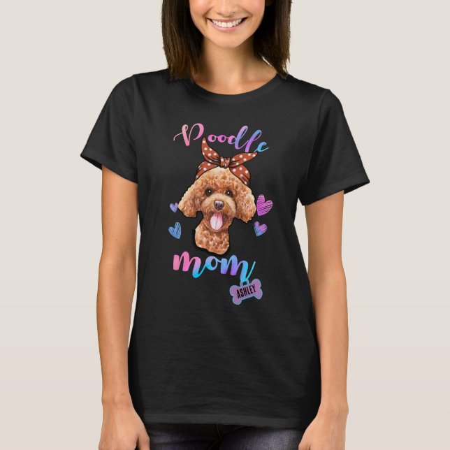Puppy Mamma i pudel Hund T Shirt (Framsida)