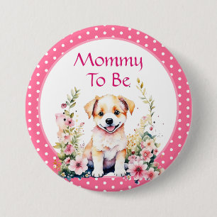 Puppy Mamma som ska Babyskor Knapp