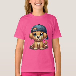 Puppy med en kapsyl Tecknad Art T Shirt