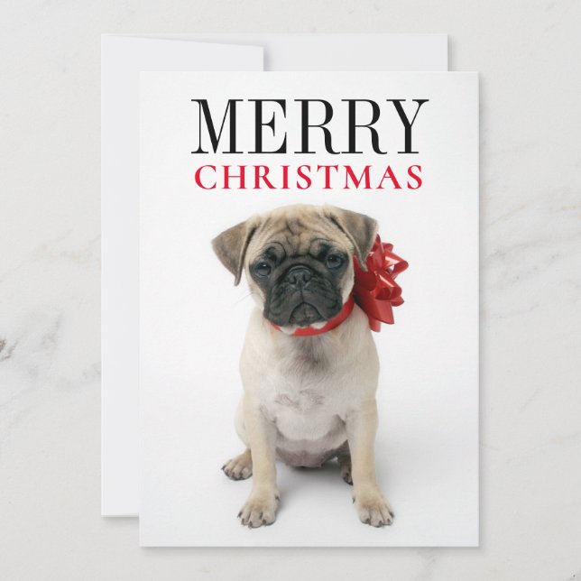 Puppy med julklapp julkort (Framsida)