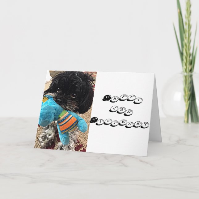 PUPPY MED LEKSAK SÄGER ATT DU VÄNTAR ***2**** KORT (Framsida)