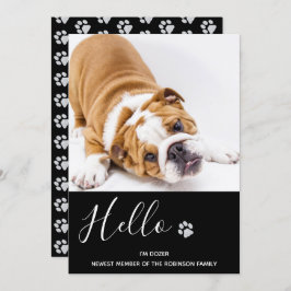 Puppy-meddelande - Elegant Black Modern New Pet Inbjudningar
