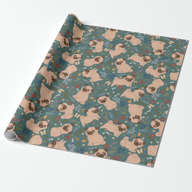 Puppy Mönster Wrapping Papper Presentpapper (Utrullad)