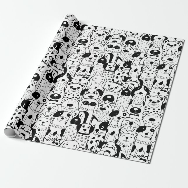 Puppy Mönster Wrapping Papper Presentpapper (Utrullad)