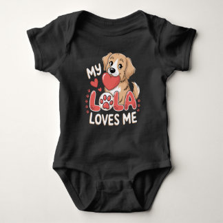  Puppy "My Lola Loves Me" Cute Dog Grandparent T Shirt