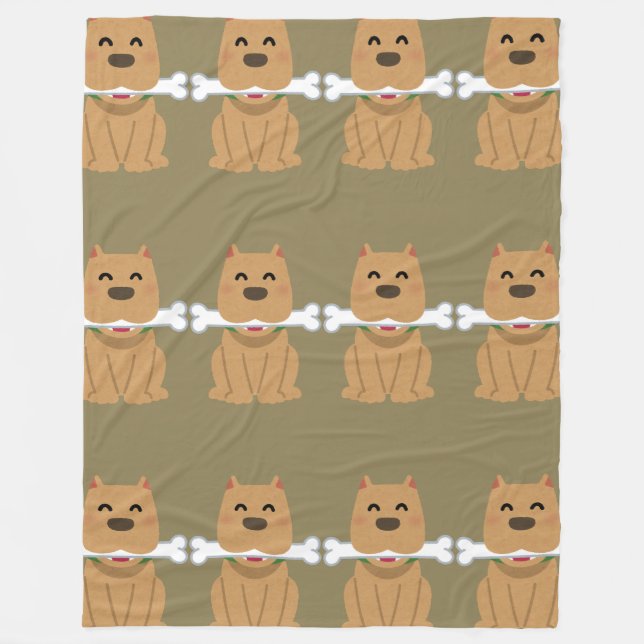 Puppy och Bone Mönster Fleecefilt (Framsidan)