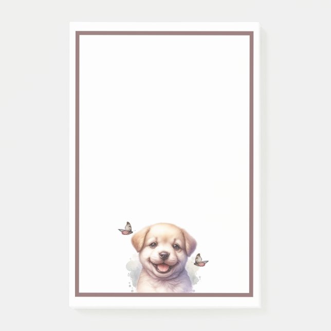 Puppy och Butterflies Post-it Block (Framsida)