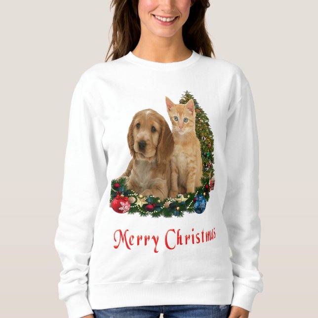 Puppy och kattjul t shirt (Framsida)
