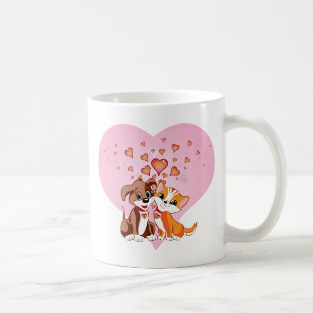 Puppy och Kitten Hearts Kaffemugg (Höger)
