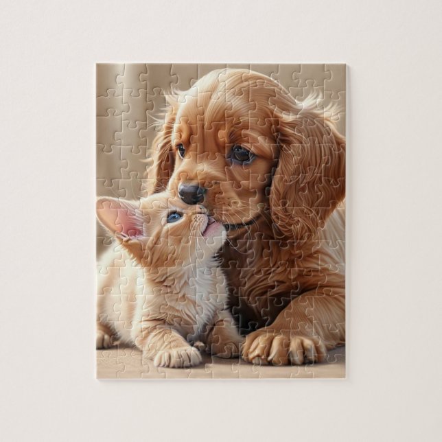 Puppy och Kitten puzzle Pussel (Vertikal)