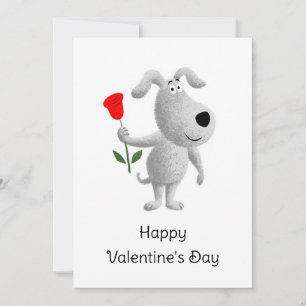 Puppy över Röd ros Hund i lycklig Valentine Julkort