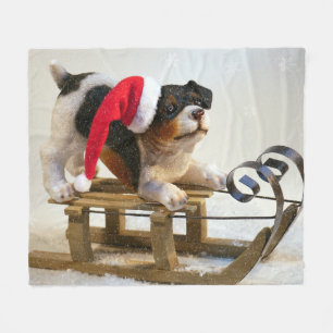 Puppy på en Sled Fleecefilt