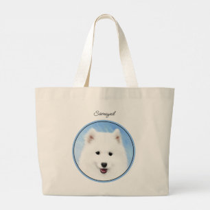 Puppy Painting White Cute Original Hund Art Jumbo Tygkasse