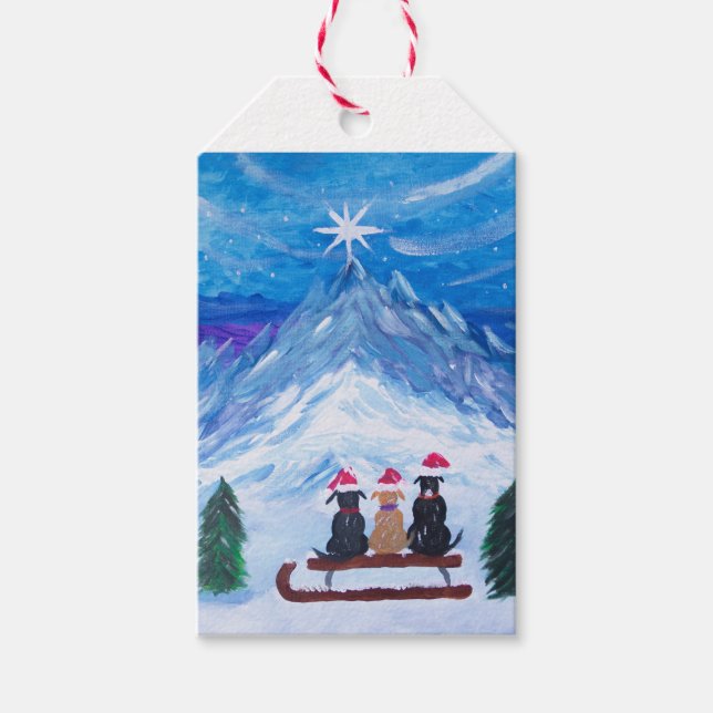 Puppy Pals för vinter Presentetikett (Framsidan)