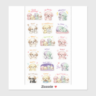 Puppy Pals – Söt stämningsstickerpackning Klistermärken