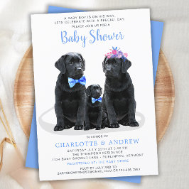 Puppy Par Blue Boy Baby Shower Inbjudningar