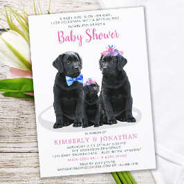 Puppy Par Rosa Girl Baby Shower Inbjudningar