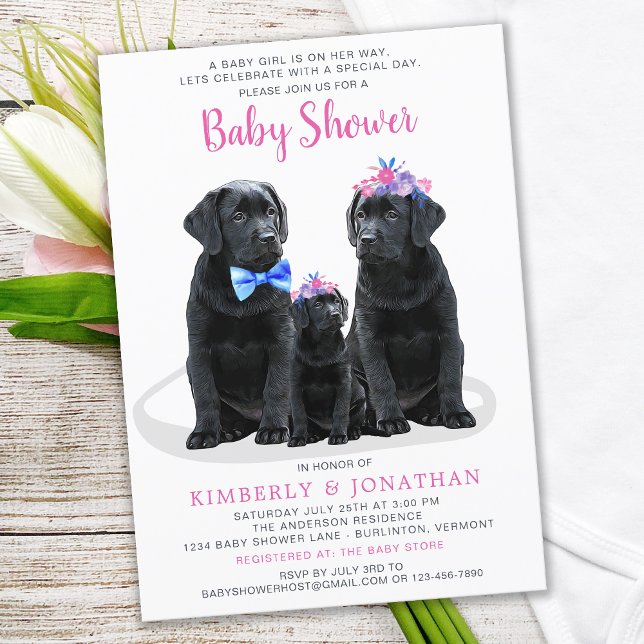 Puppy Par Rosa Girl Baby Shower Inbjudningar (Skapare uppladdad)