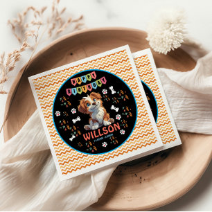 Puppy Party Birthday   Tema för Cute Kids Hund Pappersservett