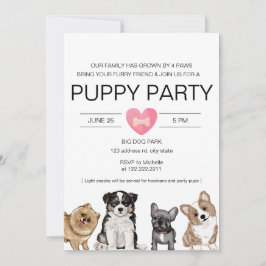 Puppy Party, marionettdusch för ny valp Inbjudningar