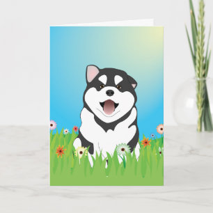 Puppy Påsk-kort för siberian husky Helgkort