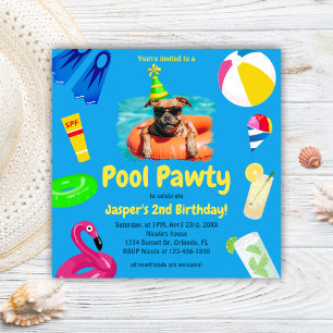 Puppy Pawty Bassäng Party Hund Birthday Inbjudningar