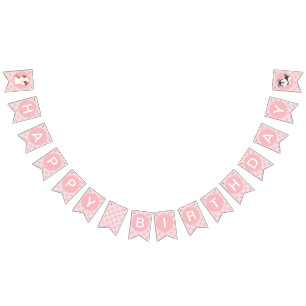 Puppy Pawty Födelsedagsfest bunting banner rosa Vimplar