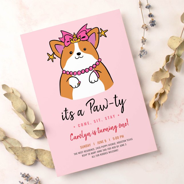 Puppy Pawty-födelsedagsinbjudan Inbjudningar (Skapare uppladdad)