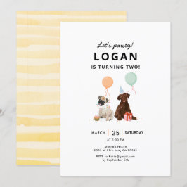 Puppy Pawty Hund Födelsedagsfest Inbjudningar