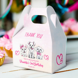 Puppy pawty söt, vit rosa-valpar presentaskar