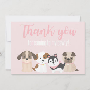 Puppy Pawty Tack, rosa för ditt kort
