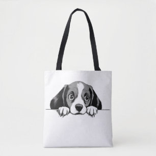 Puppy Peeking Cute Adsible Funny Animal Tecknad Tygkasse