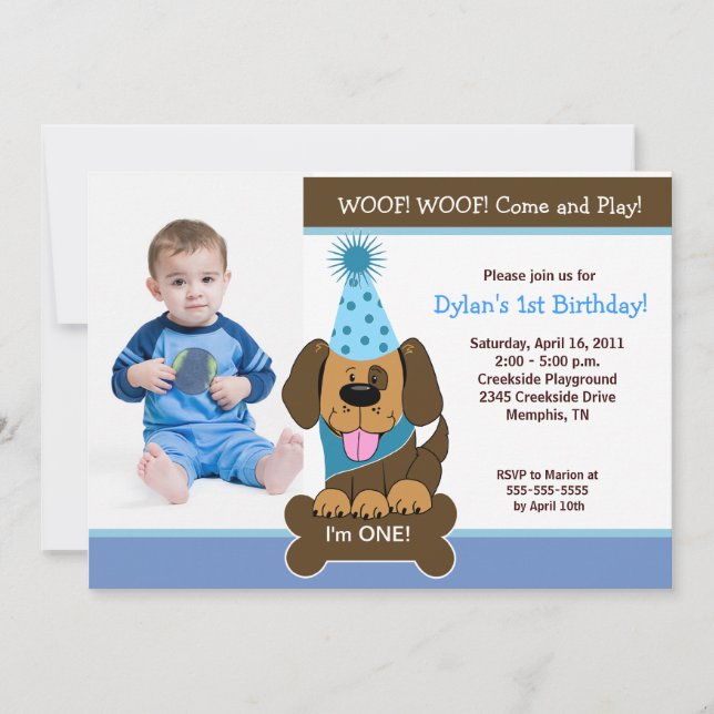 Puppy *PHOTO* Birthday 5x7 Inbjudningar (Framsida)